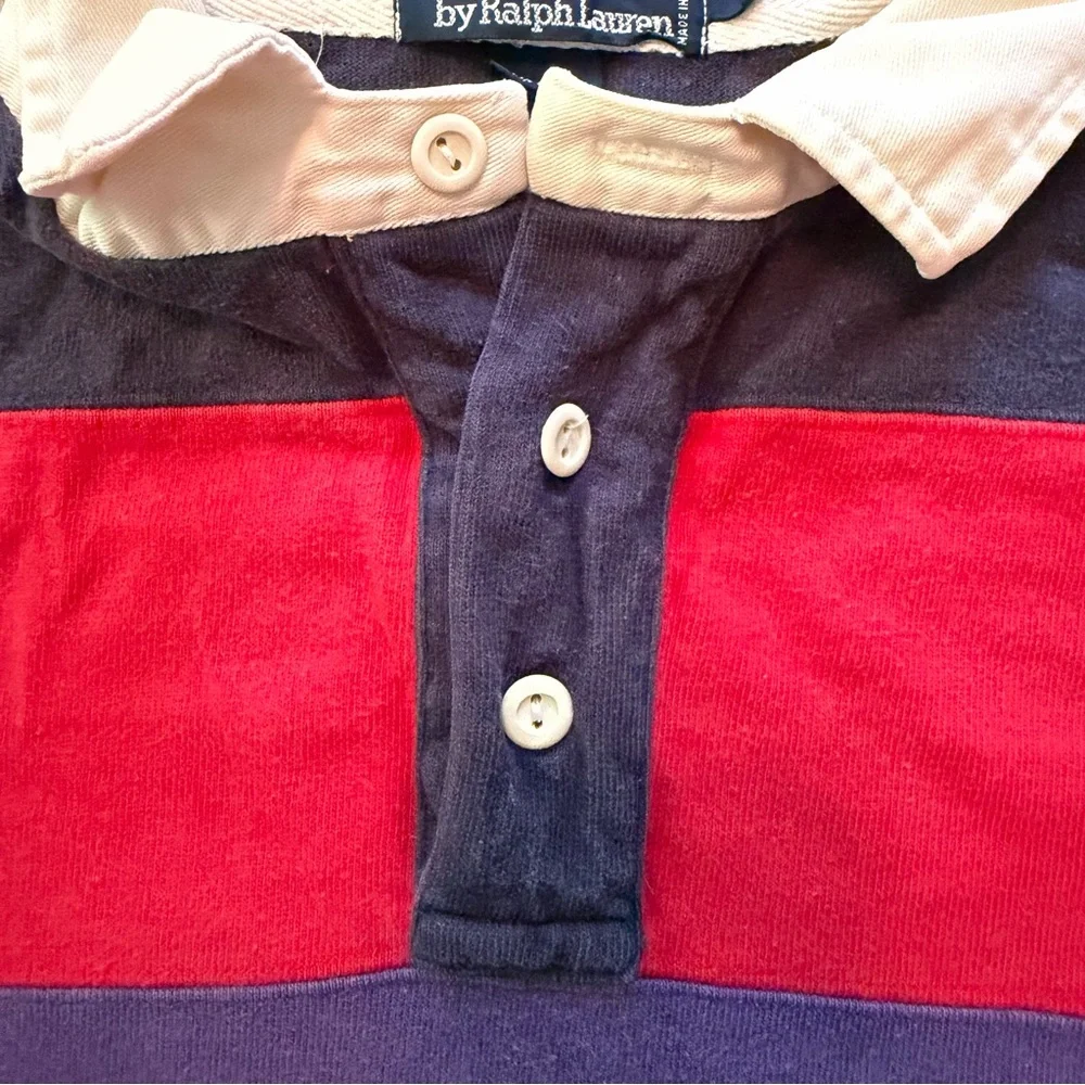 Rare Vintage 90s Polo Ralph Lauren Rainbow Color Block Rugby Shirt XL!